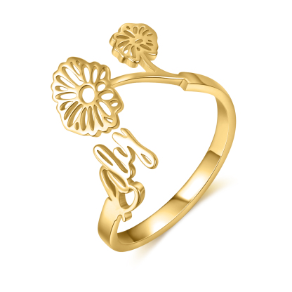 Personalised April Birth Flower Ring With Name Gifts For Her-Jessemade AU