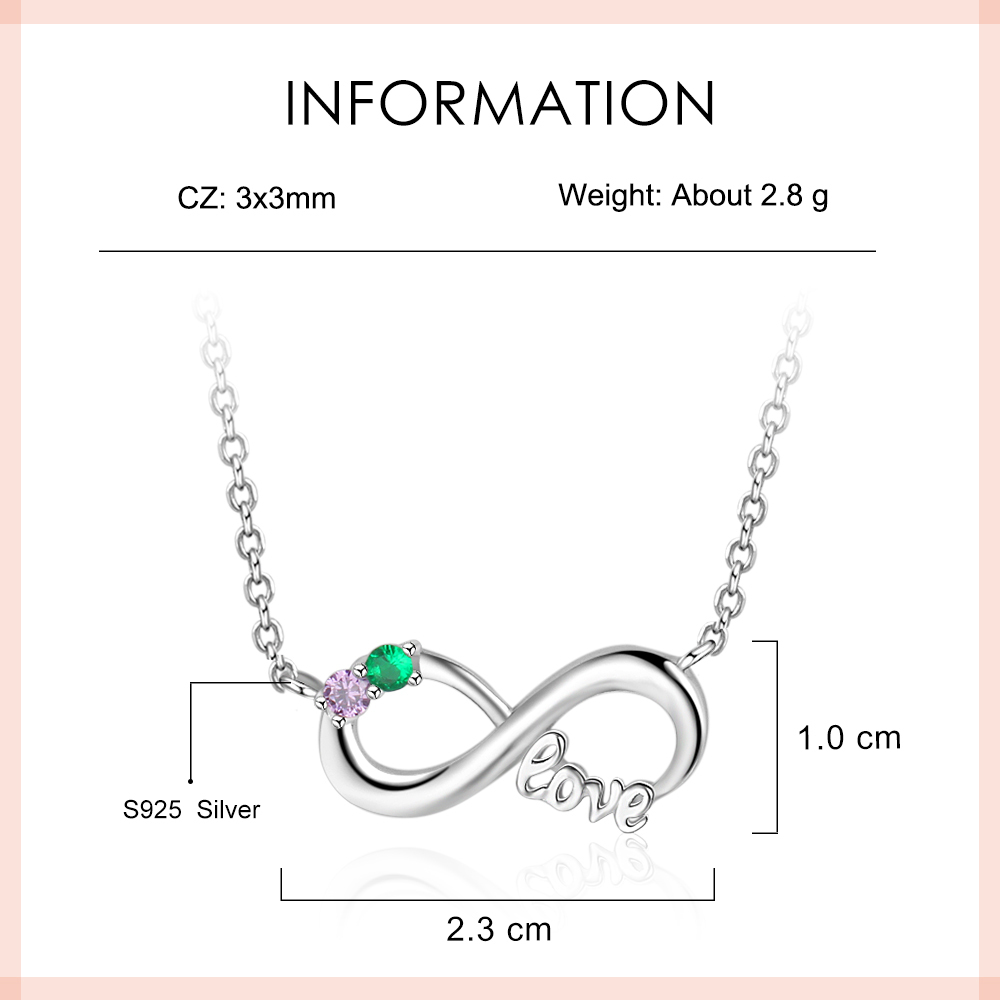 S925 Silver Love Infinity Necklace Personalised  Birthstone Necklace Gifts for Her-Jessemade AU