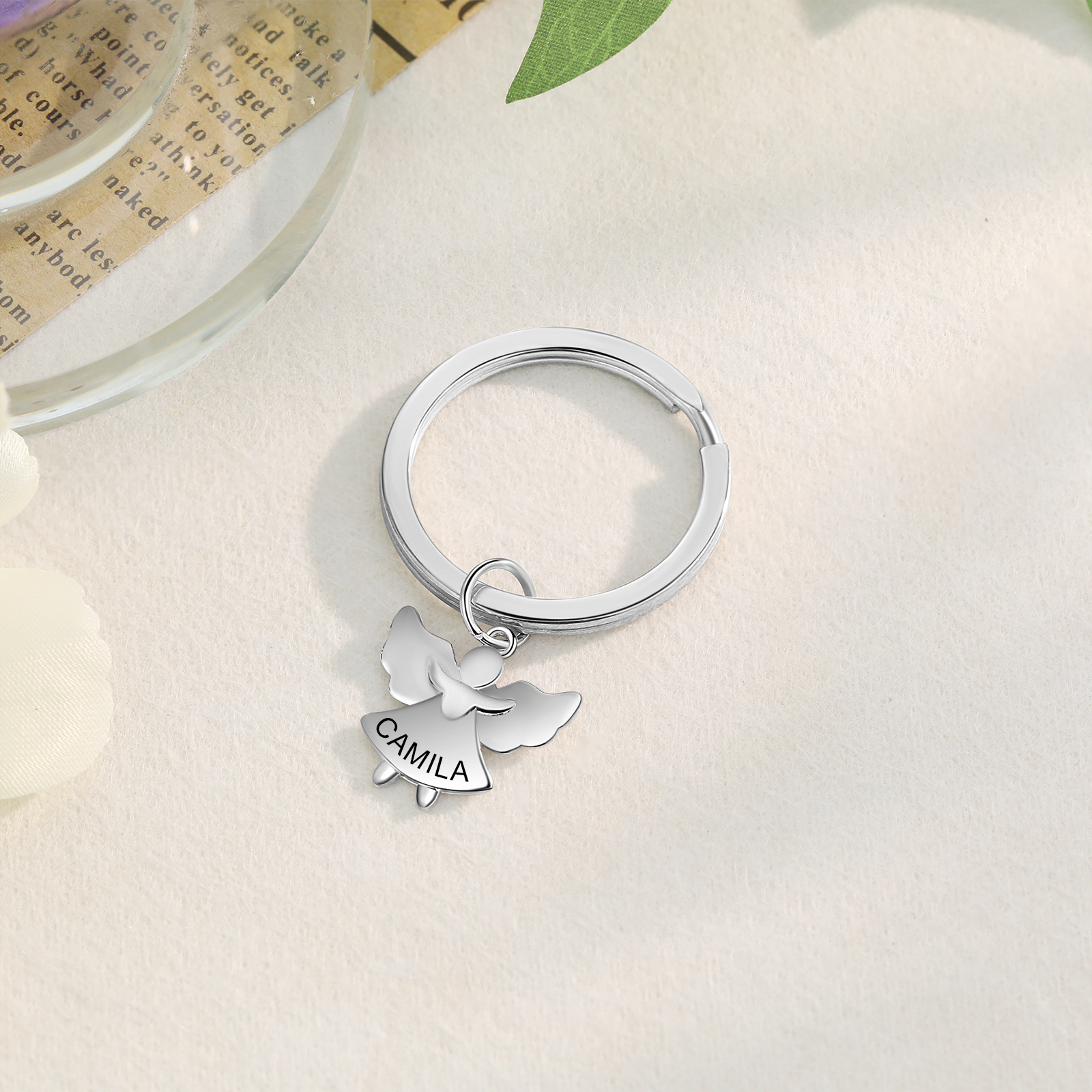 Personalised Guardian Angel Keychain Customised Name Stainless Steel Keyring Message Card Special Gift-Jessemade AU