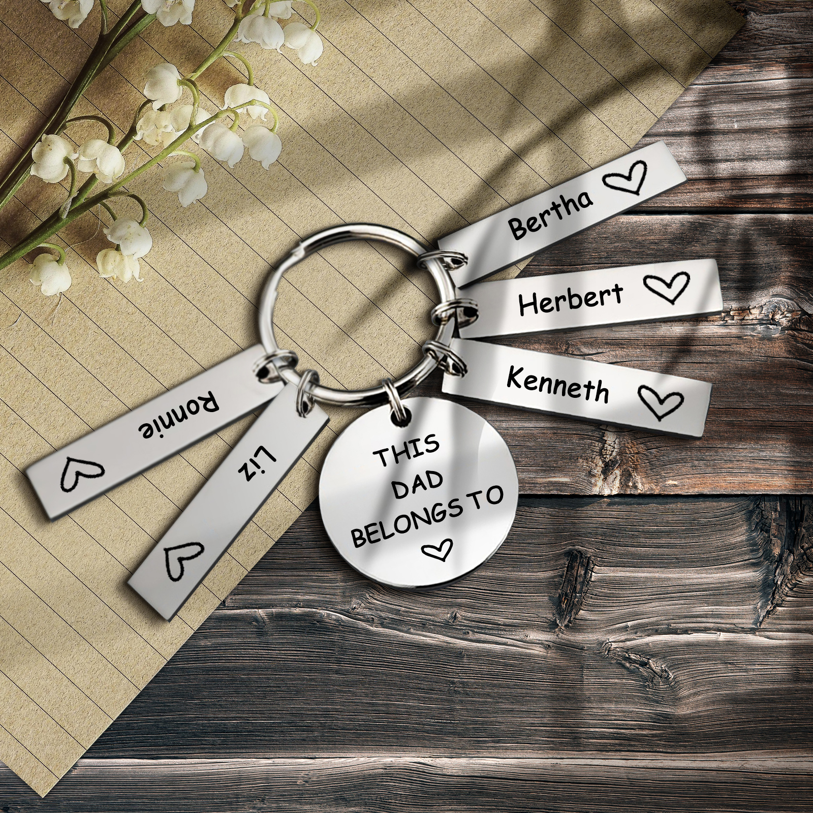 5 Names - Personalised Name Keychain Stainless Steel Keychain Special Gift for Mummy/Dad-Jessemade AU