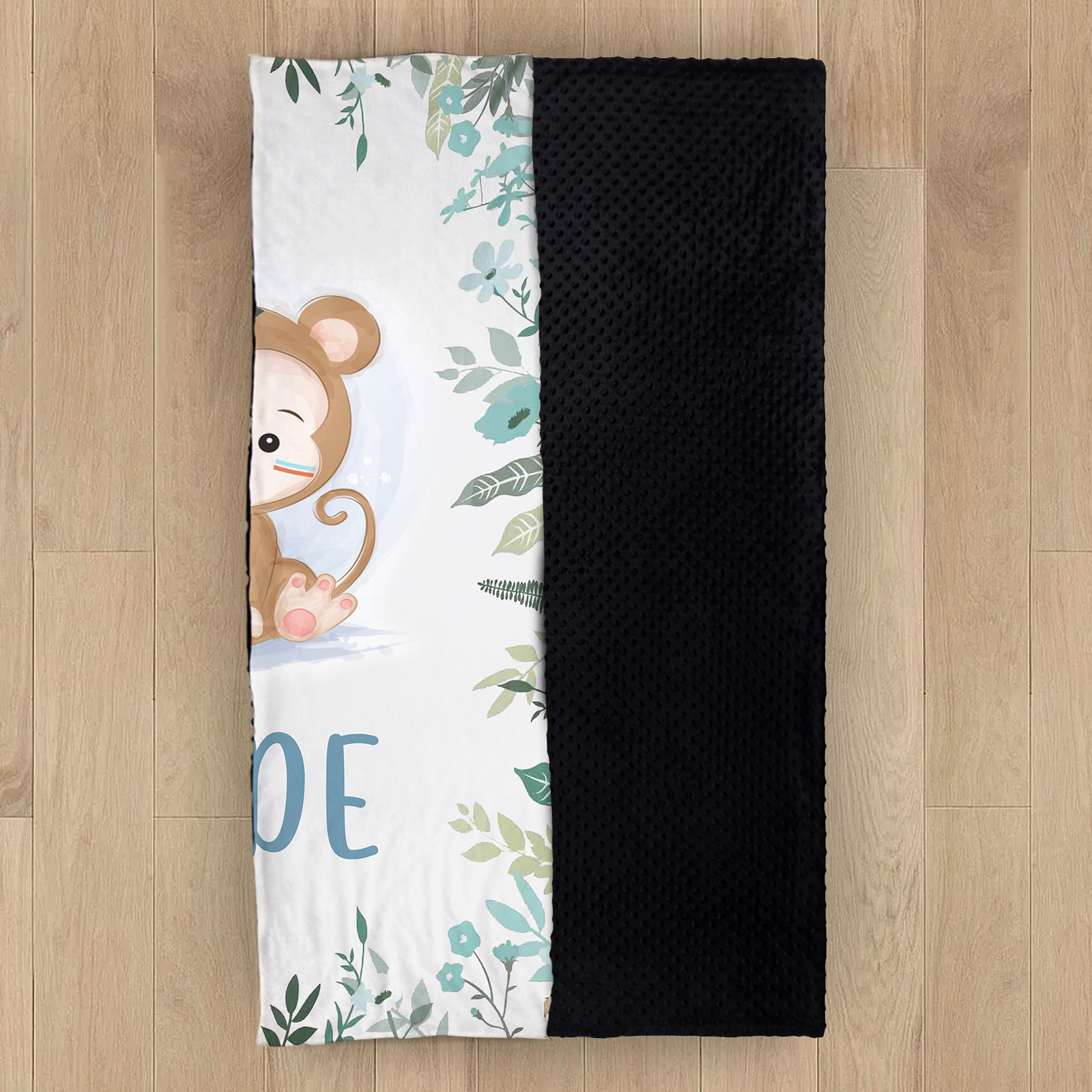 Personalised Monkey Blanket Custom Name Cute Cartoon Blanket-Jessemade AU