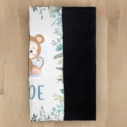 Personalised Monkey Blanket Custom Name Cute Cartoon Blanket-Jessemade AU