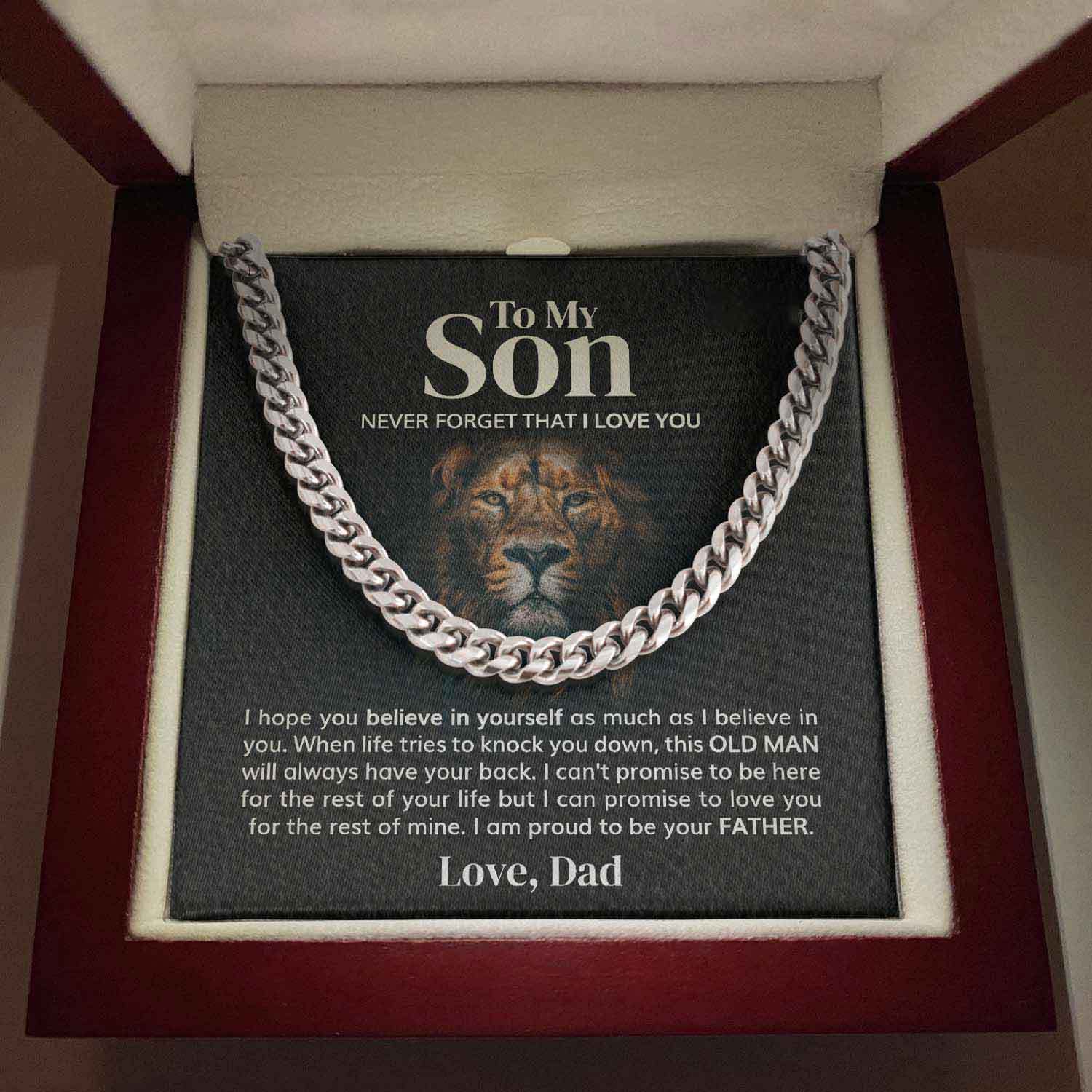 To My Son Stand Tall, Ever If You Fall Cuban Chain Necklace Stainless Steel Necklace Warm Gift-Jessemade AU