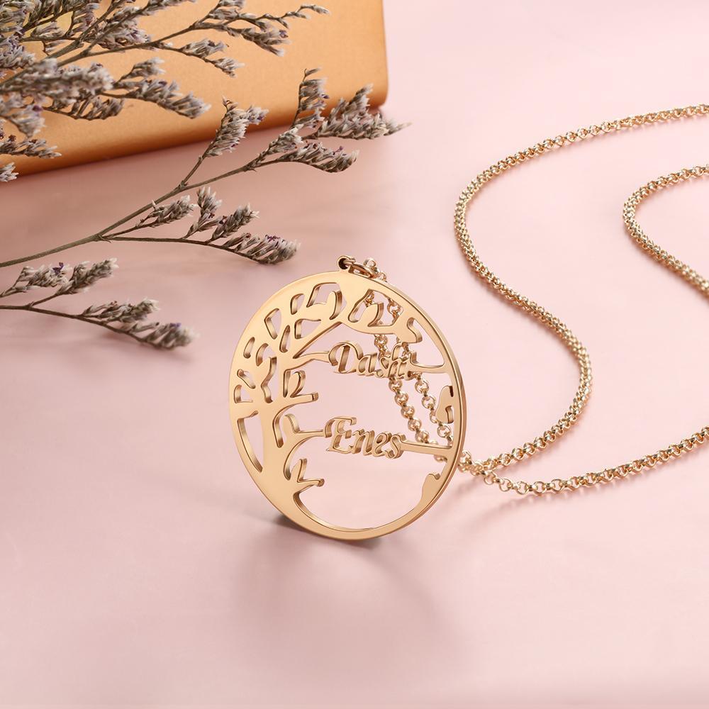 Family Tree Custom 2 Names Sterling Silver Tree Of Life-Jessemade AU