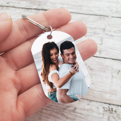 Couple Photo Keychain Custom 2 Names & Date Keyring Gift for Him/Her - The Most Beautiful Thing That Happened To Me Is You-Jessemade AU