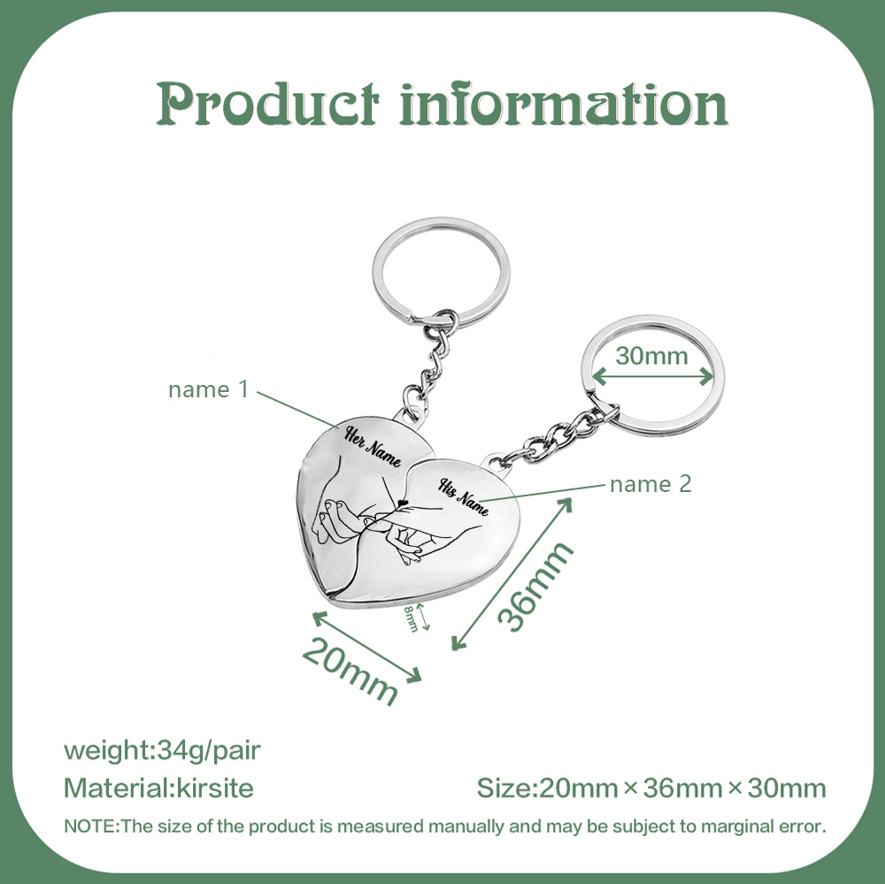 Pinky Swear Personalised Couple Keychain Custom 2 Names Keyring Matching Couple Gifts Valentine's Day Gift for Him/Her-Jessemade AU