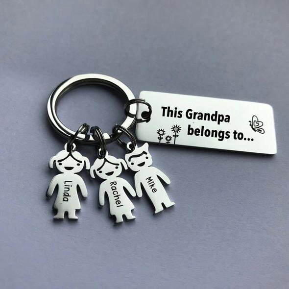 Personalised Keychain with Kid Charm Engraved 5 Names Family Keychain for Him-Jessemade AU