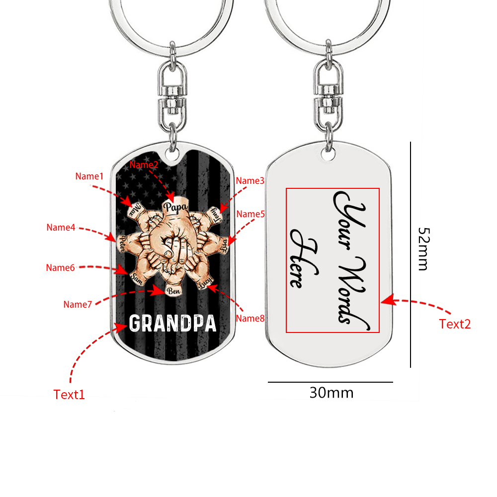Custom Fist Bump Keychain Engrave 8 Names Family Gifts For Father/Grandpa-Jessemade AU