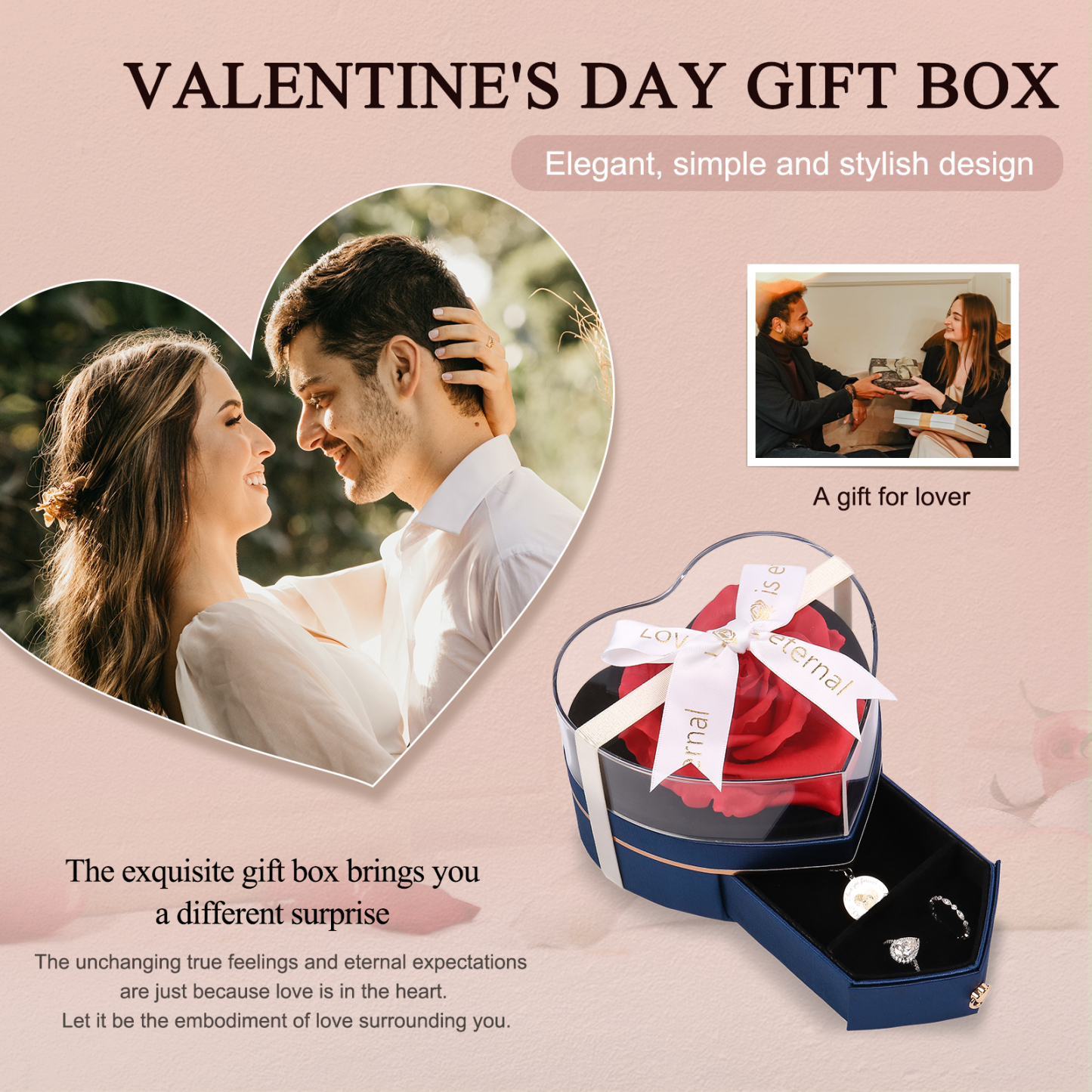 Rose Exquisite Jewelry Box Storage Box Valentine's Day Gift Packaging Box-Jessemade AU