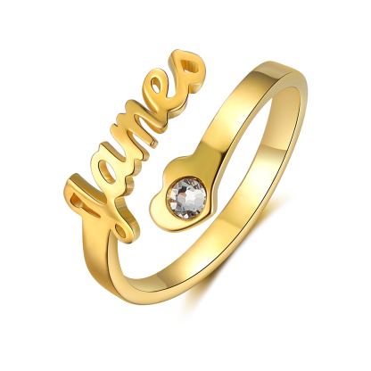 Personalised Heart Ring With Birthstone Custom 1 Name Ring Gifts For Her-Jessemade AU