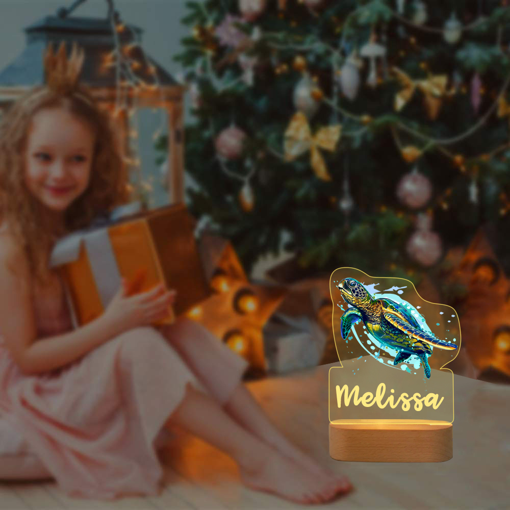 Personalised Name Sea Turtle Night Light LED Lamp Gifts For Kids-Jessemade AU