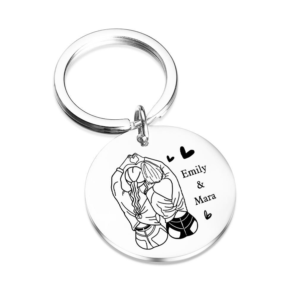 To My Best Friend Keychain Custom 2 Names Circle Keyring Metal Keychain Personalised Gift For Besties/Sisters-Jessemade AU