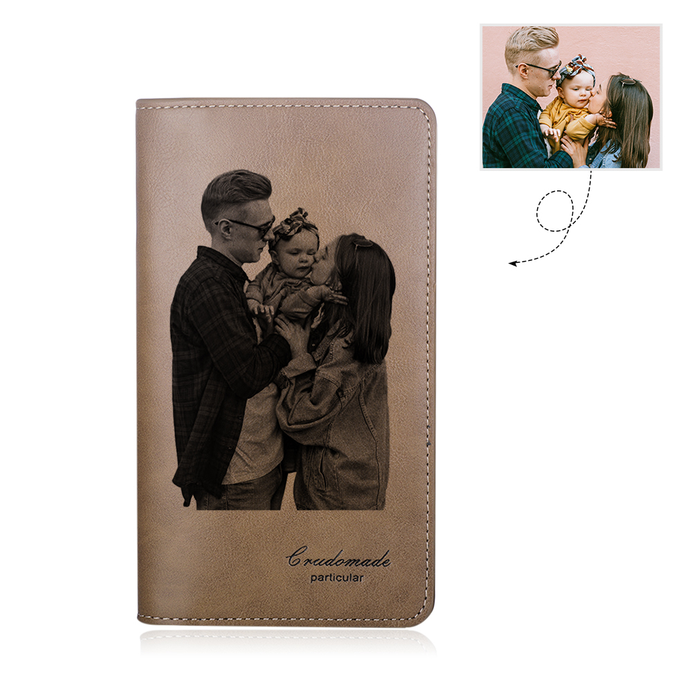 Personalised Leather Wallet Engraved Photo Long Purse Gifts For Men-Jessemade AU