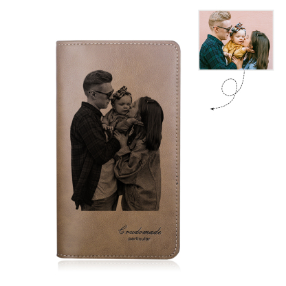 Personalised Leather Wallet Engraved Photo Long Purse Gifts For Men-Jessemade AU