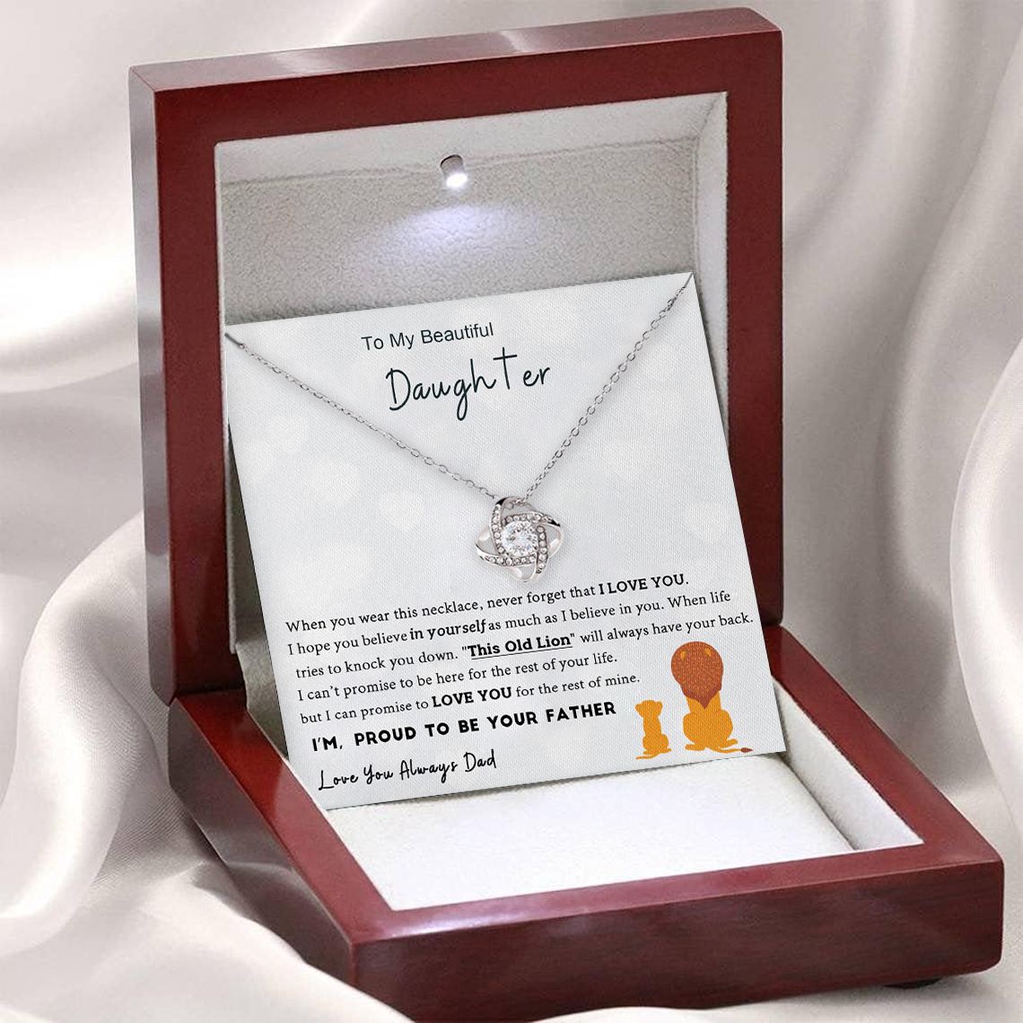 To My Beautiful Daughter Love Knot Necklace Dad to Daughter Necklace Special Birthday Gift for Daughter - I Will Love You Always-Jessemade AU