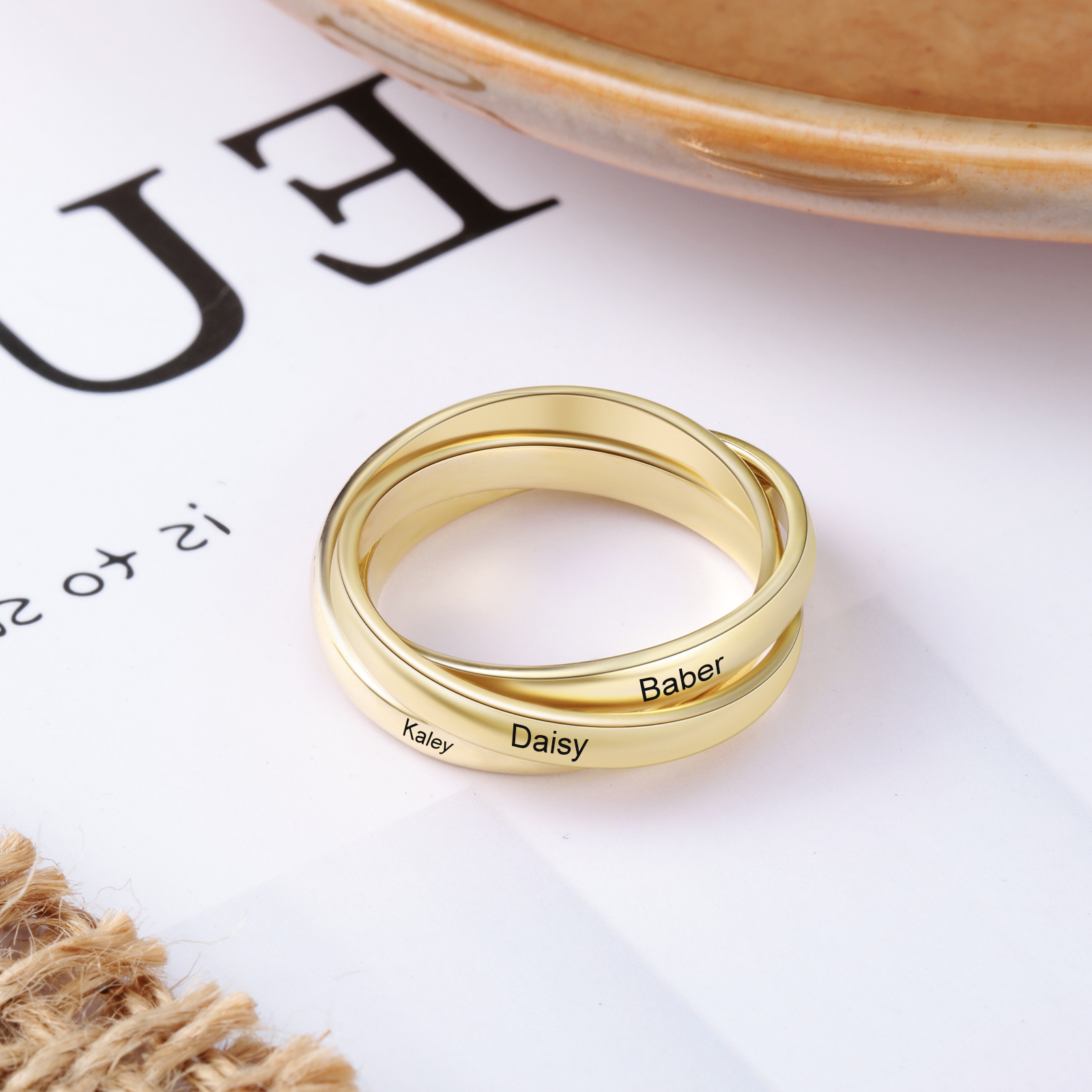 Personalised 3 Names Women's Ring-Jessemade AU