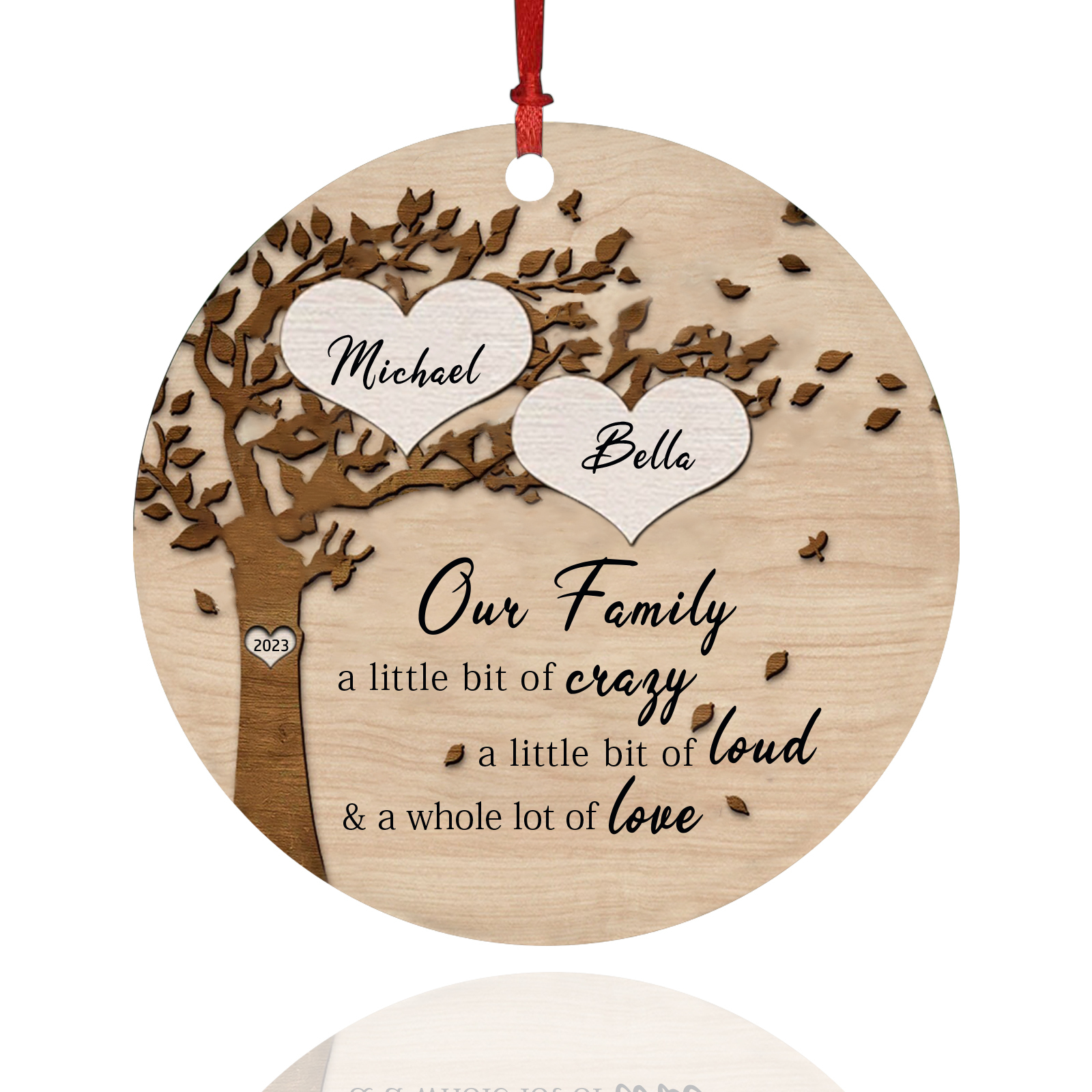 2 Names - Personalised Christmas Tree Ornaments Tree of Life Pendant with Name Wooden Gifts for Family and Friends-Jessemade AU
