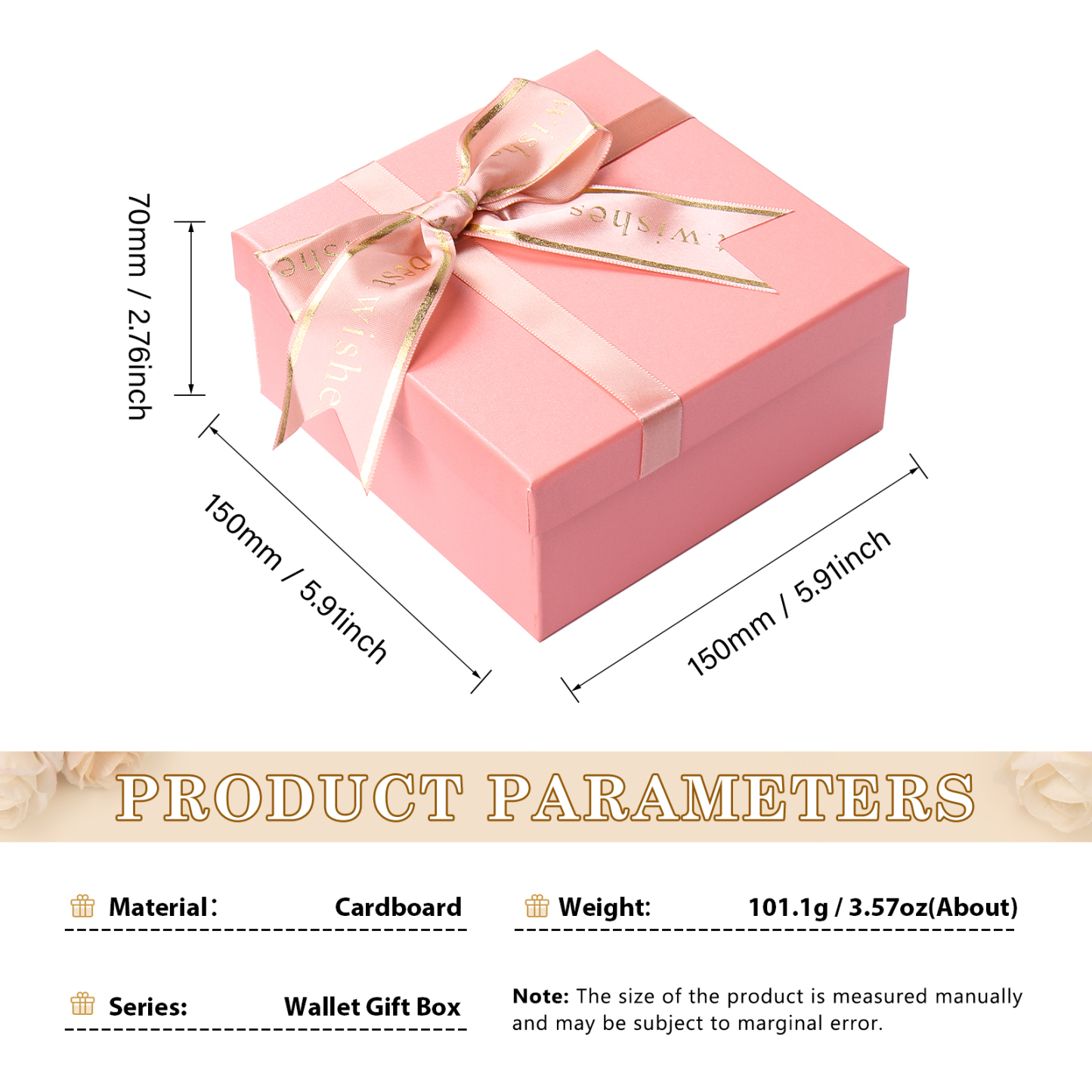Exquisite Wallet Gift Box Pink Square Gift Packaging-Jessemade AU