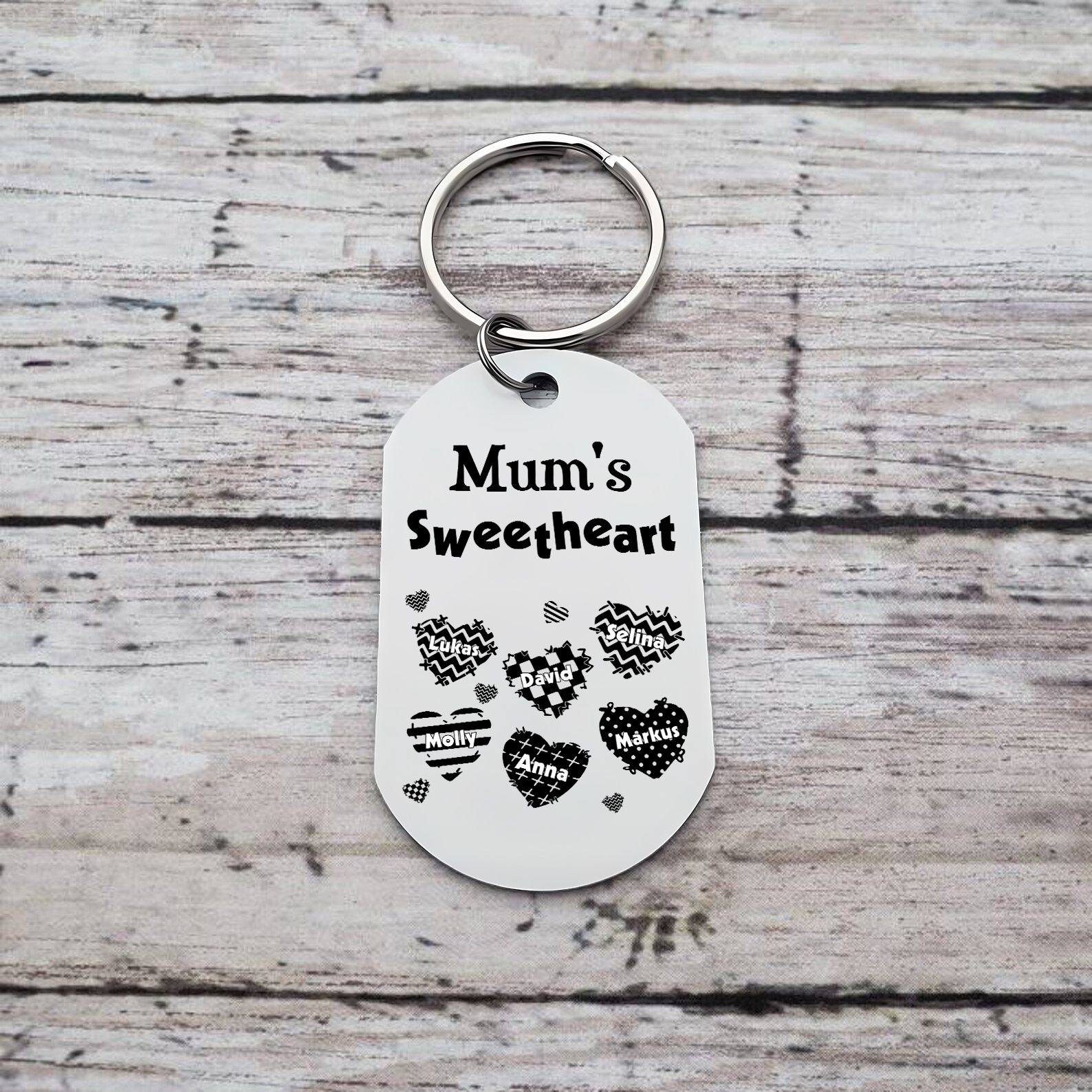 Personalised 6 Names Keychain Hearts Family Keychain Mother's Day Gift - Mum's Sweetheart-Jessemade AU