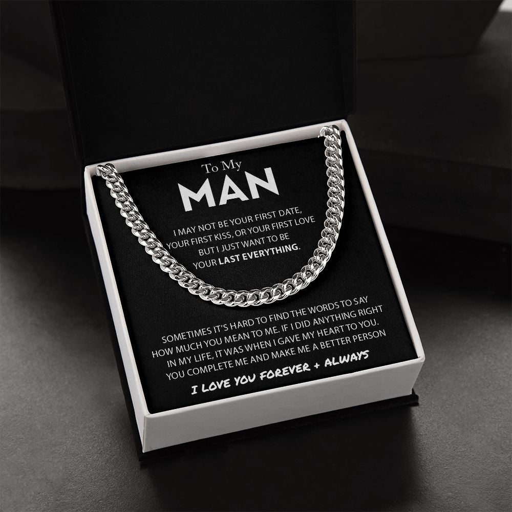 To My Man Cuban Link Chain Necklace Promise Necklace Gift Set - I Love You Forever & Always-Jessemade AU