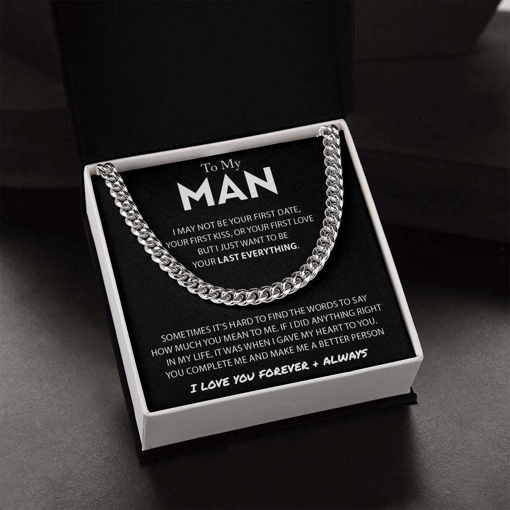 To My Man Cuban Link Chain Necklace Promise Necklace Gift Set - I Love You Forever & Always-Jessemade AU