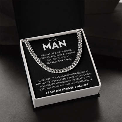 To My Man Cuban Link Chain Necklace Promise Necklace Gift Set - I Love You Forever & Always-Jessemade AU