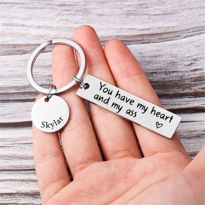 Personalised Couple Keychain Custom Name Keyring "You Have My Heart And My Ass" Valentine's Day Gifts for Couples-Jessemade AU