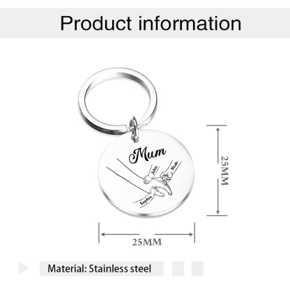 3 Names - Personalised Text Keychain Holding Hands Keychain Mother's Day Gifts For Grandma/Mother-Jessemade AU