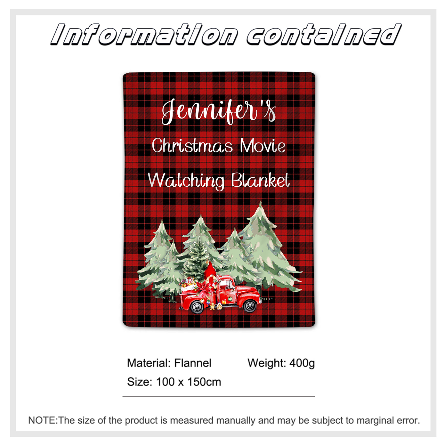 Personalised Christmas Movie Blanket Custom Name Blanket Christmas Gift for Family Friends - Christmas Movie Watching Blanket-Jessemade AU