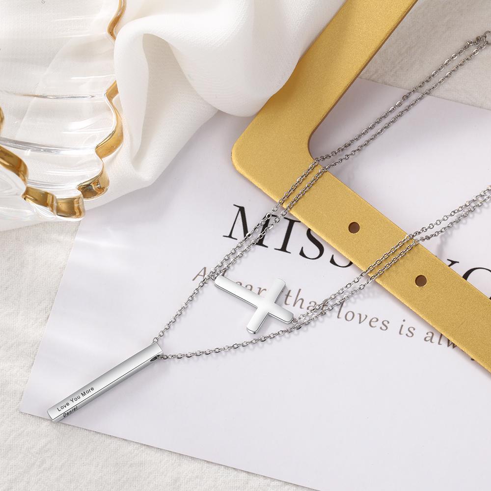 Engraved 4 Sides Vertical Bar Necklaces & Pendants-Jessemade AU