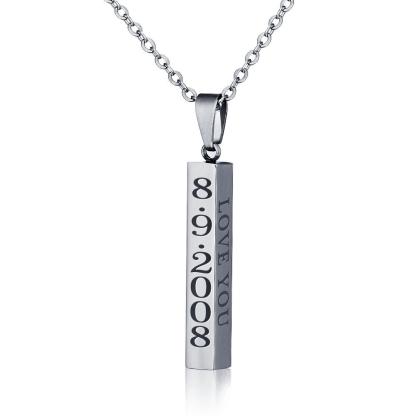 Personalised 4 Sides 3D  Vertical Bar Necklace-Jessemade AU
