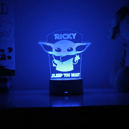 Personalised Baby Yoda Home Decoration Lamp With Custom Name Night Light Kid's Bedroom Decor Children's LED Light-Jessemade AU
