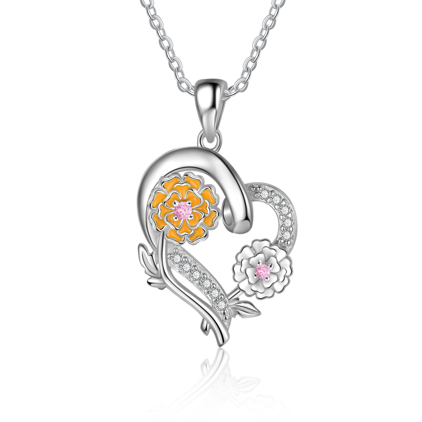 Personalised October  Birthflower Necklace With Birthstones Custom 1 Name Necklace For Her-Jessemade AU