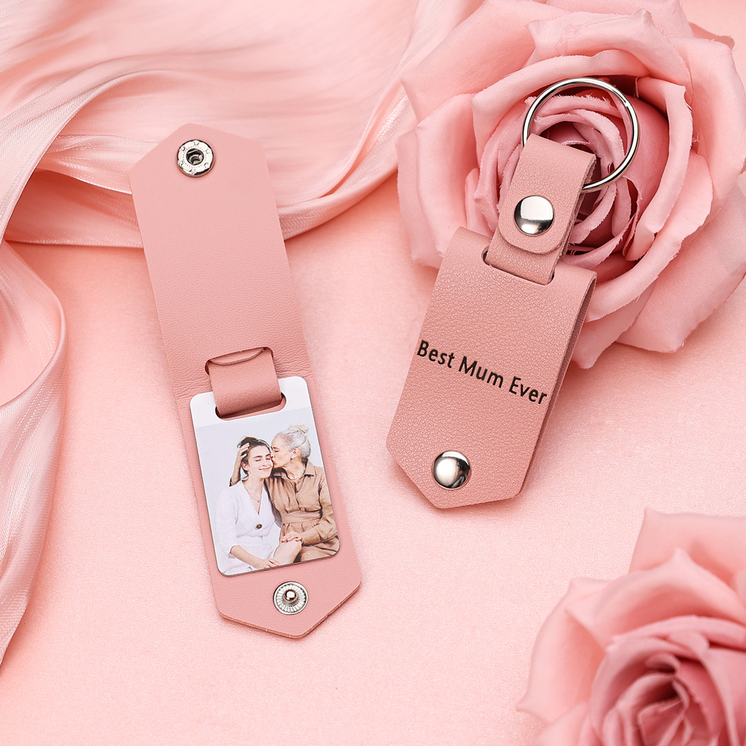 Personalised Photo Keychain Custom Text Leather Keyring Couple Keychain Gifts for Him/her-Jessemade AU