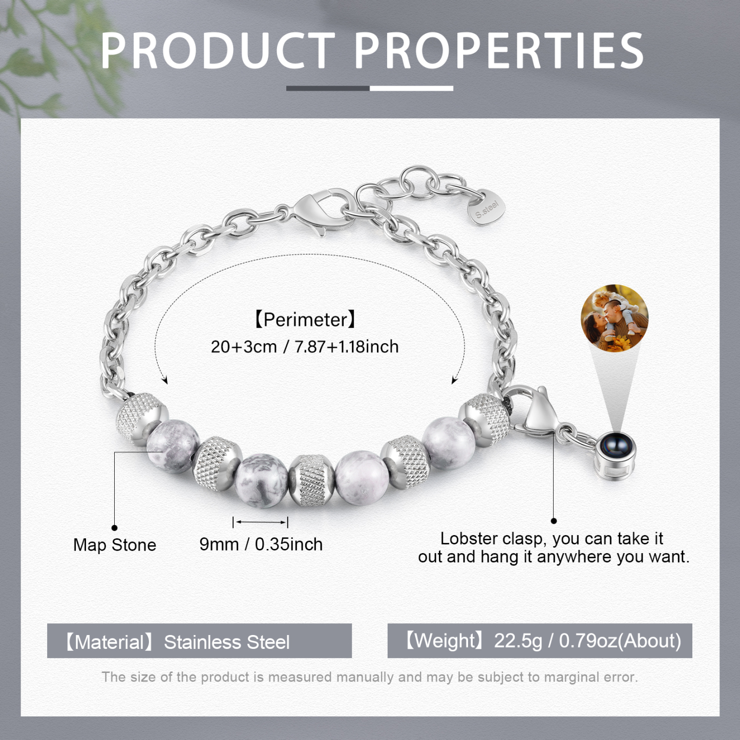 Personalised Projection Bracelet Custom Photo Bracelets Stainless Steel Adjustable Bracelet Creative Gift for Women/Girls-Jessemade AU