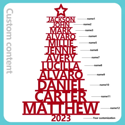12 Names - Personalised Christmas Tree Ornaments Customised Name Xmas Wooden Decor Gifts for Family Friends-Jessemade AU