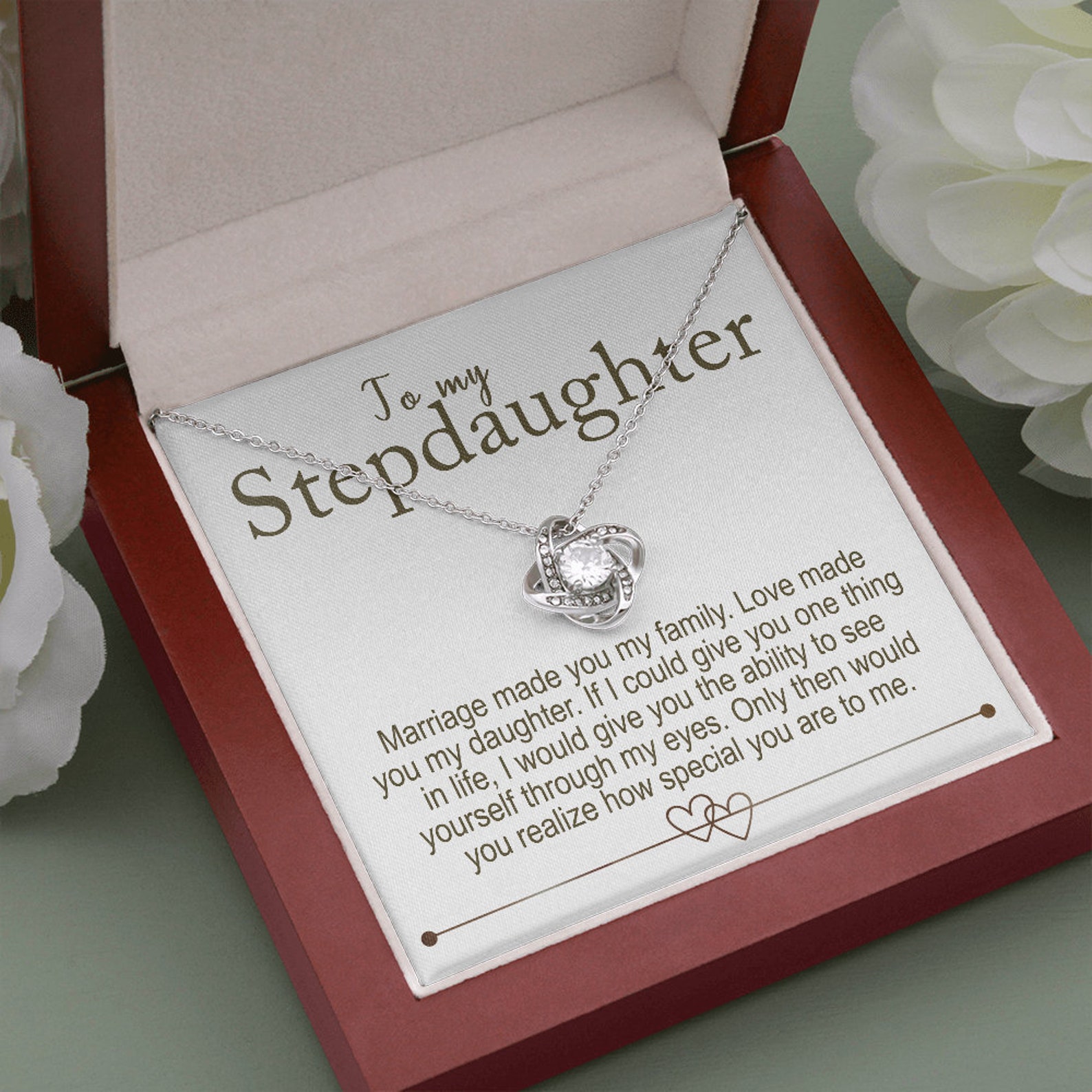 To My Stepdaughter - S925 Love Knot Necklace "Love Made You My Daughter" Gifts For Daughter-Jessemade AU