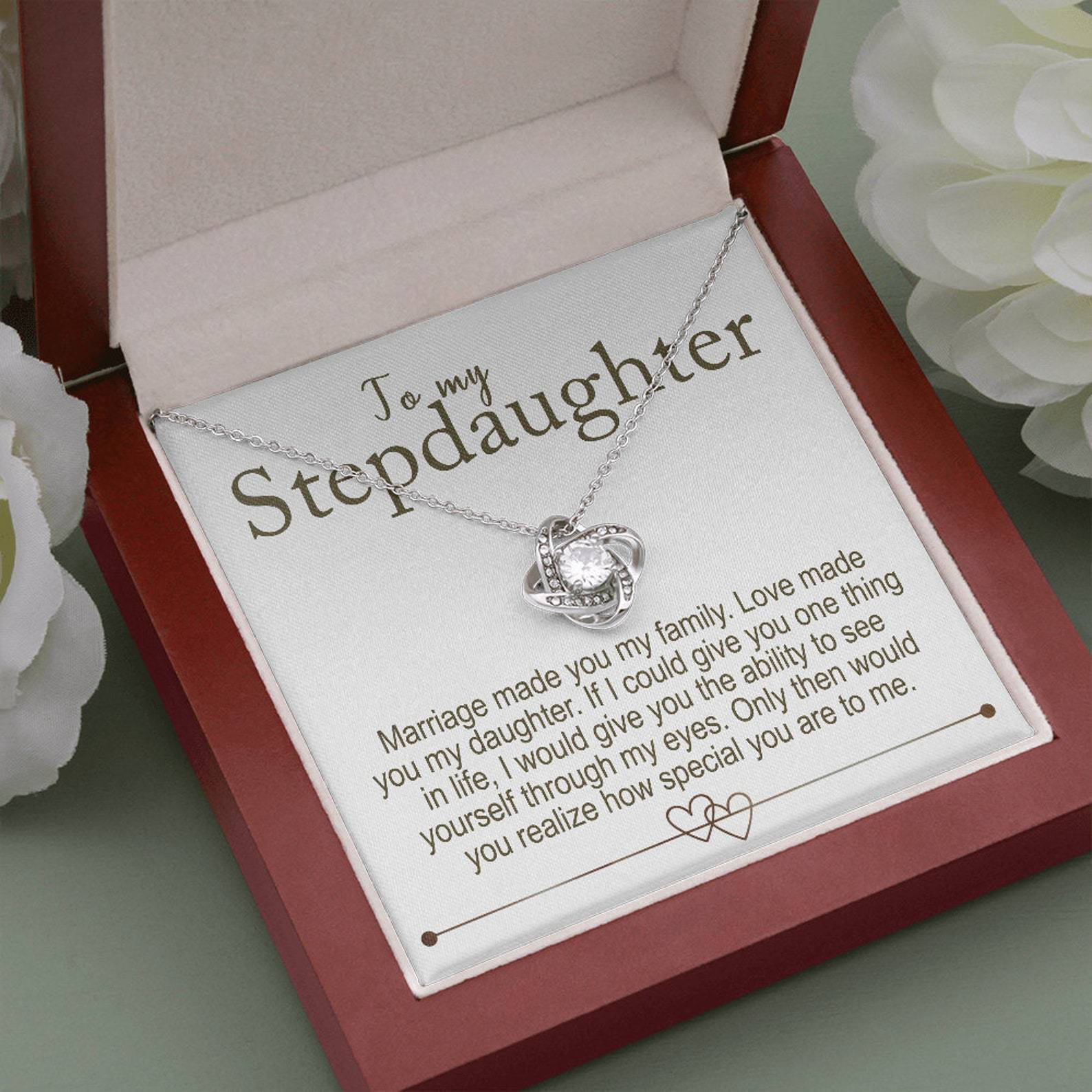 To My Stepdaughter - S925 Love Knot Necklace "Love Made You My Daughter" Gifts For Daughter-Jessemade AU
