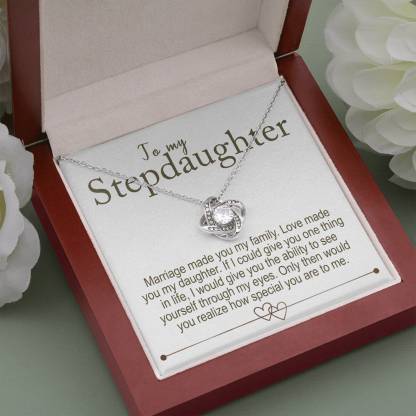 To My Stepdaughter - S925 Love Knot Necklace "Love Made You My Daughter" Gifts For Daughter-Jessemade AU