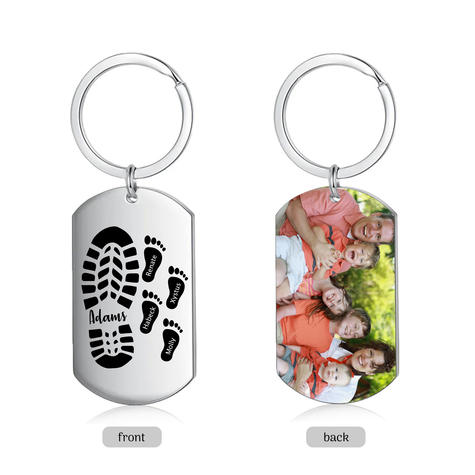 Personalised 5 Names & 1 Photo Keychain Custom Dad Shoe Baby Foot Keychain Father's Day Gifts-Jessemade AU