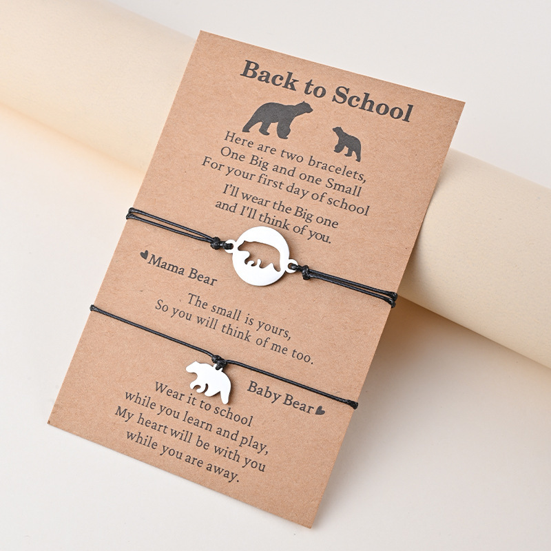2 Pcs Parent-Child Bracelet Set Bear Bracelet Back to School Gift for Kids-Jessemade AU