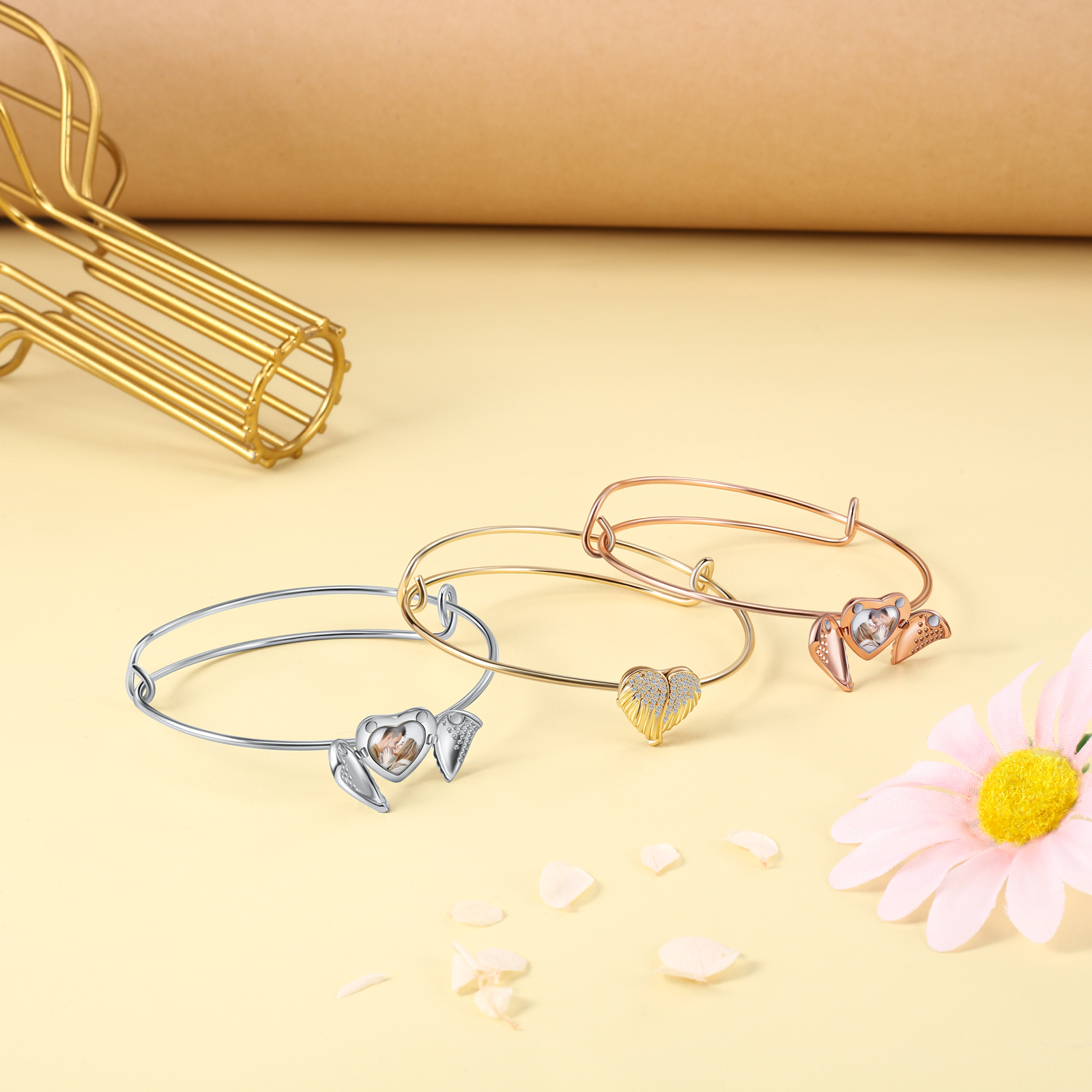 Personalised Heart Wings Photo Locket Bracelet Custom Photo Bracelet Gifts For Her-Jessemade AU