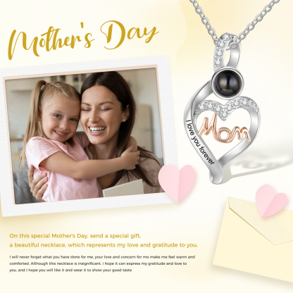 Personalised Mom Projection Necklace Custom Photo Heart Necklace for Mother's Day-Jessemade AU