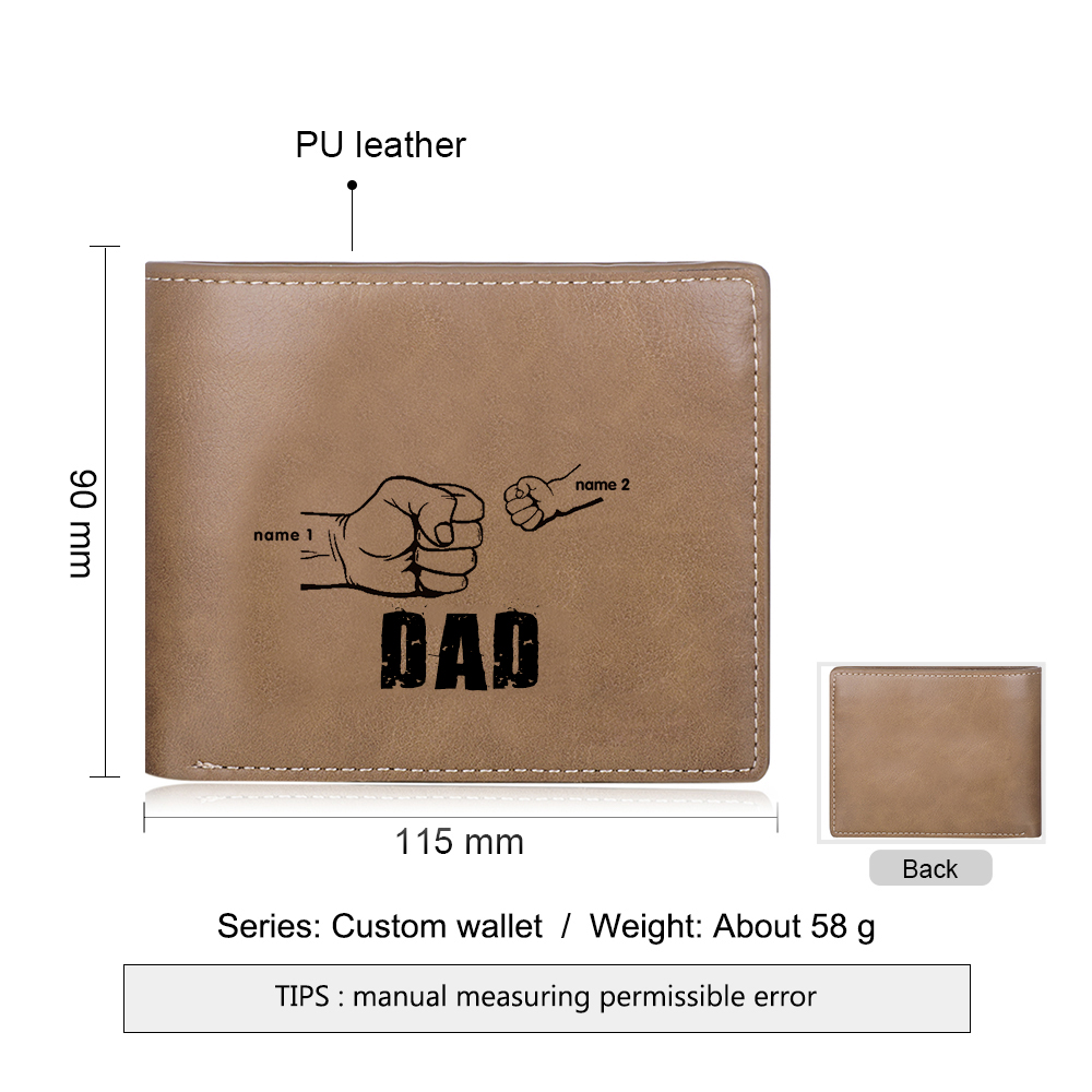 Personalised 3 Names Fist Bump Gift Set Custom Wallet & Keychain & Pen Gift Box Set Father’s Day Gift-Jessemade AU