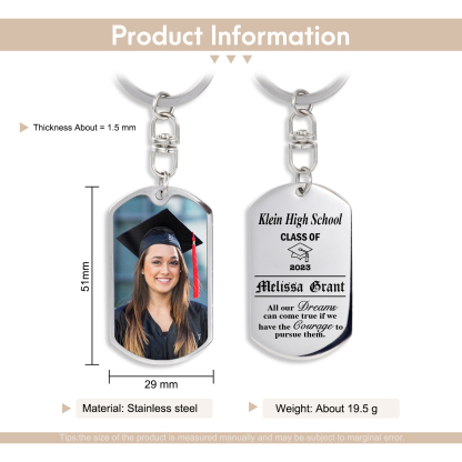 Custom Photo Keychain Class of 2024 Graduation Keyring-Jessemade AU