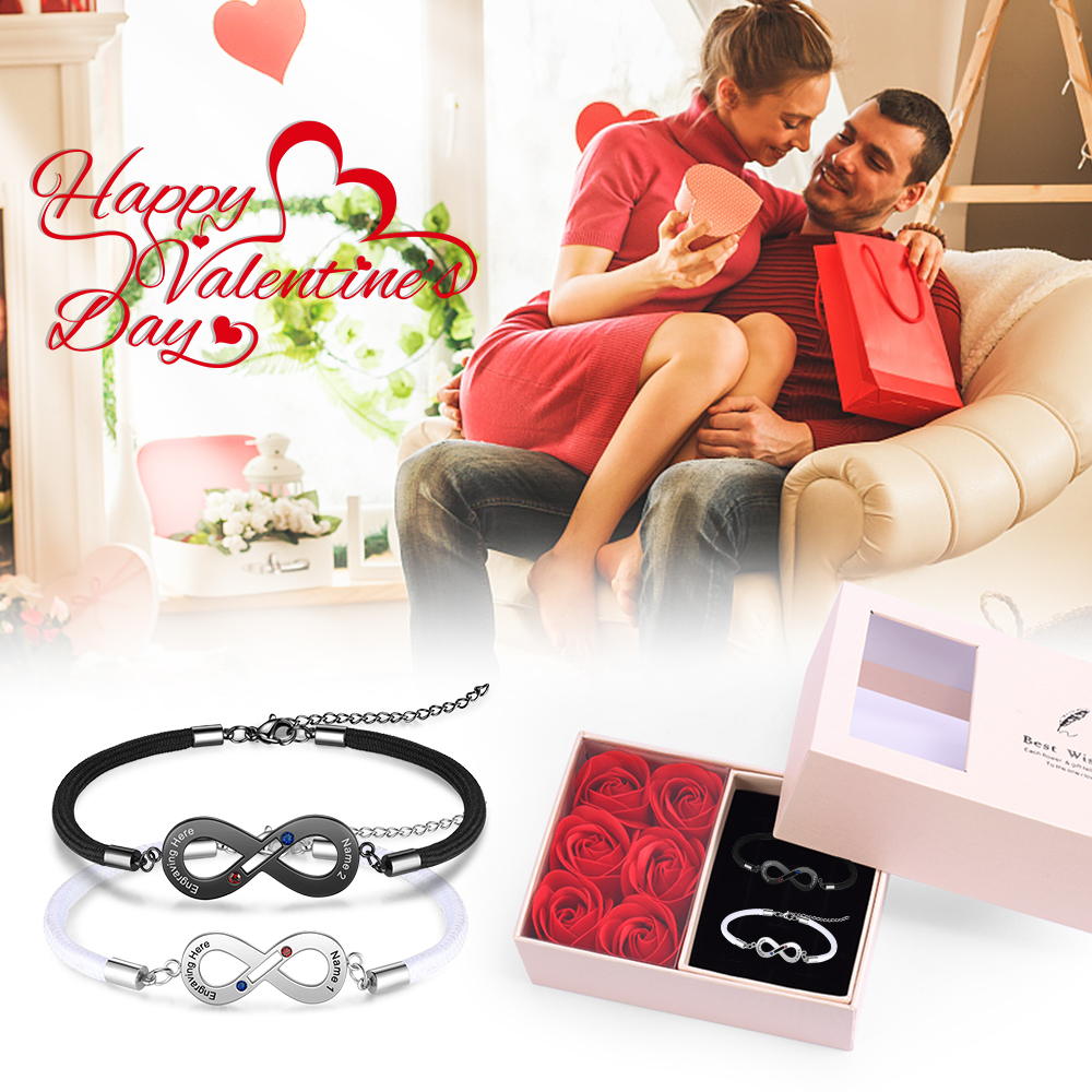 Valentine's Day Gifts 2024 Couple Infinity Bracelet Set with Birthstones-Jessemade AU