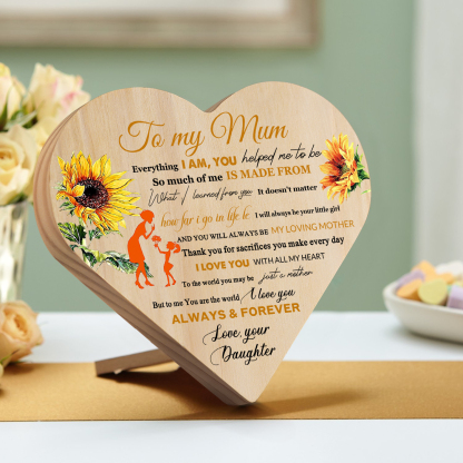 To My Mum "I Love You ALWAYS & FOREVER" Wooden Flowers Heart Keepsake Desktop Ornament-Jessemade AU
