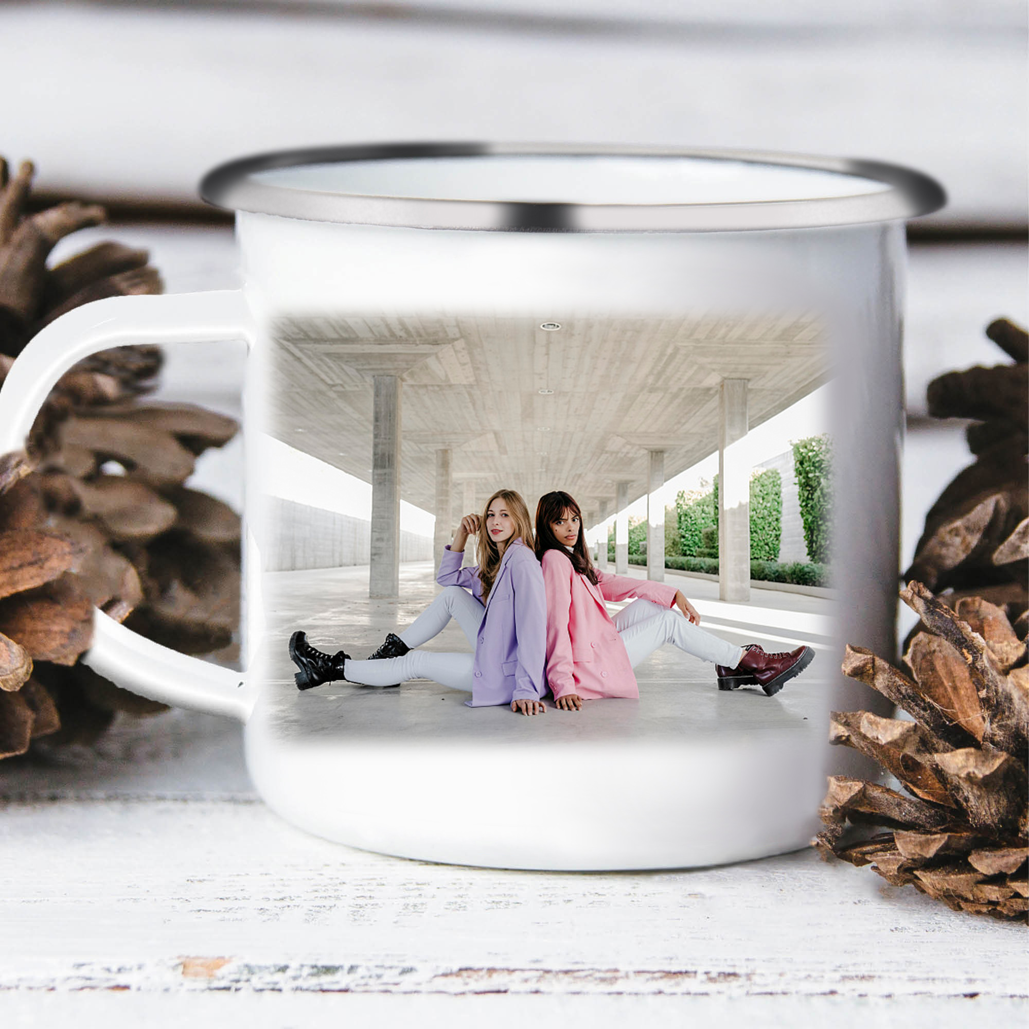 To My Bestie Photo Mugs Customised 2 Names Enamel Cup - Thank You For Being My Unbiological Sister-Jessemade AU