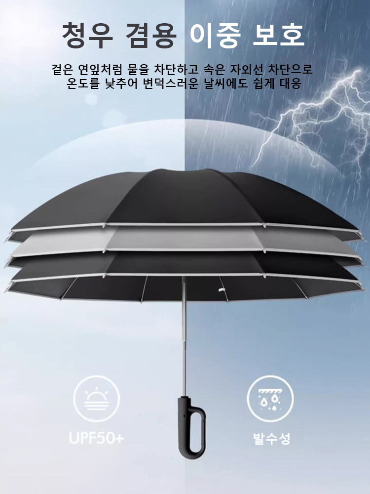 【폭풍우 방지】청우 겸용 접이식 우산