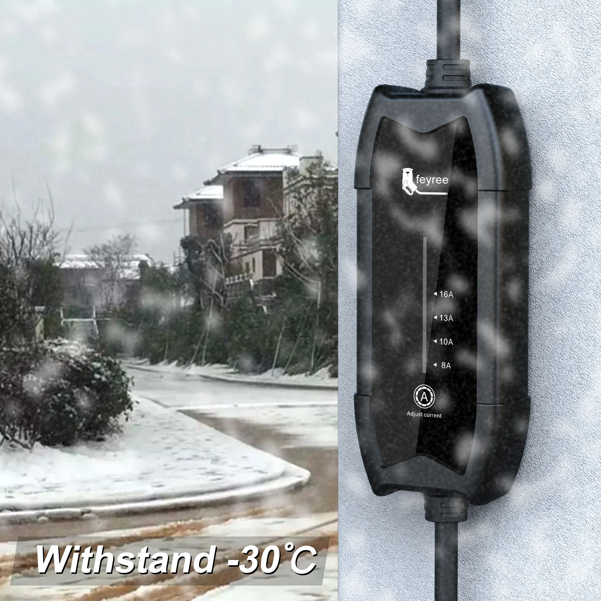 EV charger operating in -30&deg;C extreme cold winter freezing conditions